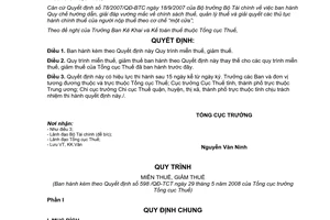 Quyết định 598/QĐ-TCT Quy trình miễn thuế, giảm thuế