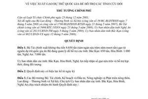 Quyết định 663/QĐ-TTg xuất gạo dự trữ quốc gia để hỗ trợ các tỉnh cứu đói