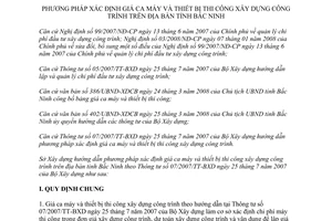 Hướng dẫn 03/HD-SXD xác định giá ca máy và thiết bị thi công xây dựng công trình