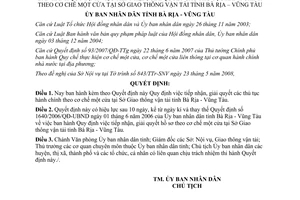 Quyết định 31/2008/QĐ-UBND thủ tục hành chính cơ chế một cửa Sở Giao thông vận tải Vũng Tàu