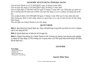 Quyết định 326/QĐ-SXD  Quy chế phối hợp trong lĩnh vực kiểm tra