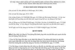 Quyết định 1682/QĐ-UBND năm 2008 đăng ký Văn phòng điều hành nhà thầu nước ngoài