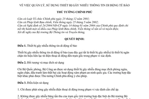 Quyết định 60/2008/QĐ-TTg quản lý, sử dụng thiết bị gây nhiễu thông tin di động tế bào