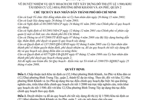 Quyết định 1988/QĐ-UBND duyệt nhiệm vụ quy hoạch chi tiết xây dựng đô thị (tỷ lệ 1/500) khu tái định cư (32,14ha) phường Bình Khánh và An Phú, Q2