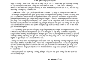 Công văn 4818/BCT-TMMN  vướng mắc thực hiện TTLT 01/2008/TTLT-BCT-BTC-BGTVT-BNN&PTNT-BYT-NHNN