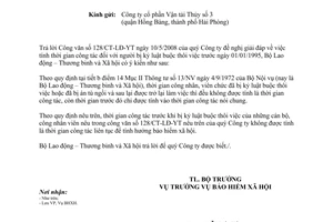 Công văn  2022/BLĐTBXH-BHXH thời gian công tác trước khi bị kỷ luật buộc thôi việc trước ngày 01/01/1995
