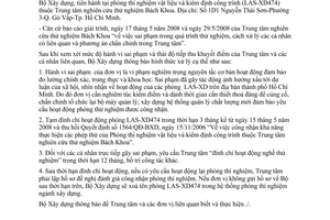 Công văn 75/BXD-KHCN Xử lý vi phạm quy chế, phòng LAS-XD474