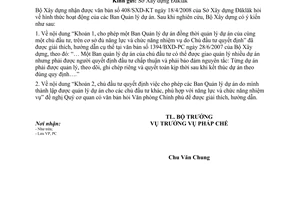 Công văn  09/BXD-PC hình thức hoạt động của các Ban Quản lý dự án