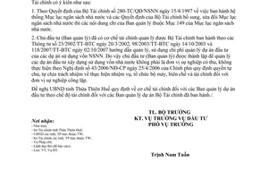 Công văn  6758/BTC-ĐT chế độ tài chính đối với các BQLDA