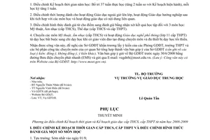 Công văn  5249/BGDĐT-GDTrH Lấy ý kiến về điều chỉnh Kế hoạch thời gian và KHGD