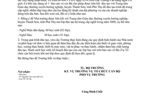 Công văn  285/BXD-CCB Mở lớp đào tạo trung cấp nghề ngoài trường 2008