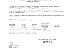 Công văn 870/UBND-XDCB thực hiện Thông tư 09/2008/TT-BXD