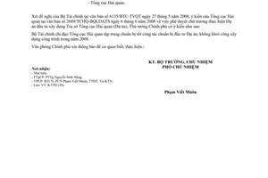 Công văn  4017/VPCP-KTTH thực hiện D/a xây dựng Trụ sở Tổng cục Hải quan