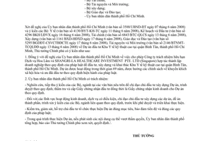 Công văn  925/TTg-KGVX dự án đầu tư Khu Y tế kỹ thuật cao  Hồ Chí Minh