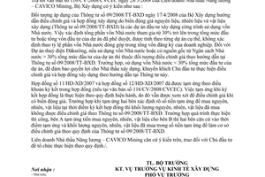 Công văn  84/BXD-KTXD Hướng dẫn thực hiện TT 09/2008/TT-BXD điều chỉnh giá và hợp đồng xây dựng