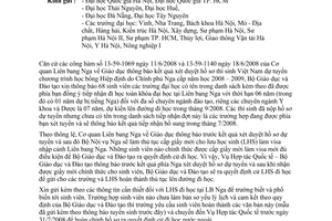 Công văn  5633/BGDĐT-HTQT kết quả xét tuyển sinh viên đi học đại học tại LB Nga diện Hiệp định  2008