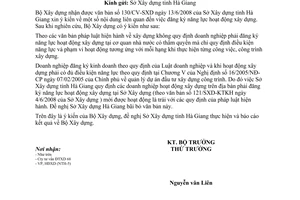 Công văn 1220/BXD-HĐXD Hướng dẫn năng lực HĐXD