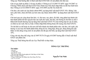 Công văn  2459/TCT-CS thuế suất thuế GTGT đối với sản phẩm chè