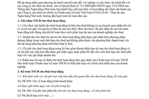 Công văn 4951/NHNN-KTTC hướng dẫn hạch toán kế toán nghiệp vụ cho thuê vận hành