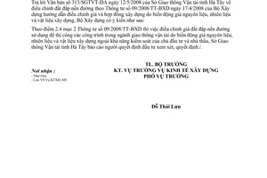 Công văn 70/BXD-KTXD VL đất đắp nền đường theo TT09/2008/TT-BXD