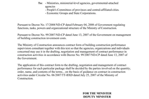 Official Dispatch No.1066/BXD-KTXD contract form of building construction performance supervison consultant