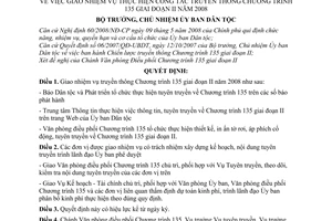 Quyết định 165/QĐ-UBDT giao nhiệm vụ thực hiện công tác truyền thông Chương trình 135 giai đoạn II năm 2008