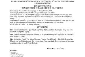 Quyết định 767/QĐ-TĐC Quy chế thi đua khen thưởng của Tổng cục Tiêu chuẩn Đo lường Chất lượng