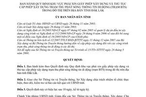 Quyết định 24/2008/QĐ-UBND  khu vực phải xin giấy phép xây dựng