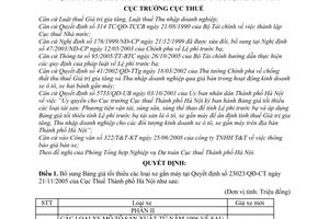 Quyết định 8400/QĐ-CT-THNVDT điều chỉnh bảng giá tối thiểu các loại xe gắn máy