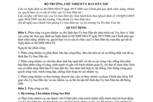 Quyết định 167/QĐ-UBDT phân công nhiệm vụ của lãnh đạo Ủy ban Dân tộc