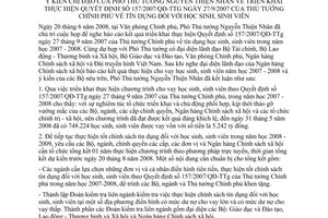 Thông báo 151/TB-VPCP ý kiến chỉ đạo Phó Thủ tướng Nguyễn Thiện Nhân thực hiện Quyết định 157/2007/QĐ-TTg tín dụng học sinh sinh viên