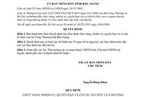 Quyết định 55/2008/QĐ-UBND Quy định chức năng nhiệm vụ quyền hạn