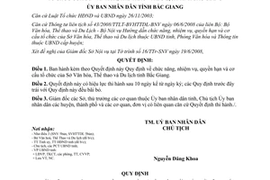 Quyết định 56/2008/QĐ-UBND Quy định chức năng nhiệm vụ quyền hạn