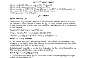 Quyết định 84/2008/QĐ-TTg thành lập Quỹ Trợ giúp pháp lý Việt Nam