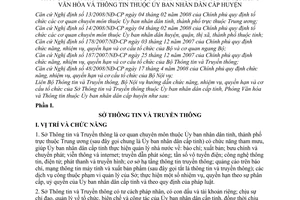 Thông tư liên tịch 03/2008/TTLT-BTTTT-BNV  hướng dẫn chức năng, nhiệm vụ, quyền hạn và cơ cấu tổ chức của Sở Thông tin và Truyền thông