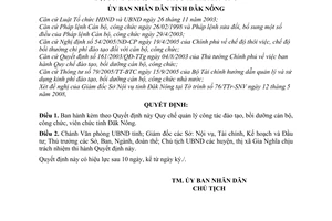 Quyết định 19/2008/QĐ-UBND Quy chế quản lý công tác đào tạo bồi dưỡng
