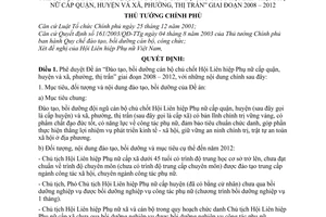 Quyết định 664/QĐ-TTg phê duyệt Đề án “Đào tạo, bồi dưỡng cán bộ chủ chốt Hội Liên hiệp Phụ nữ cấp quận, huyện và xã, phường, thị trấn”