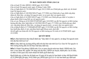Quyết định 16/2008/QĐ-UBND  quản lý, sử dụng Tài nguyên nước trên địa bàn tỉnh Lào Cai