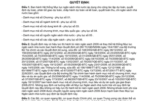 Quyết định 33/2008/QĐ-BTC Hệ thống Mục lục ngân sách nhà nước