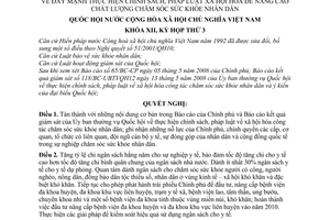 Nghị quyết 18/2008/QH12 đẩy mạnh thực hiện chính sách, pháp luật xã hội hóa để nâng cao chất lượng chăm sóc sức khỏe nhân dân