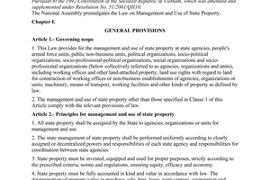 Law No. 09/2008/QH12 of June 03, 2009 on management and use of state property.