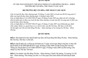 Quyết định 42/2008/QĐ-BVHTTDL Quy chế hoạt động Hội đồng Thi đua – Khen thưởng Bộ Văn hóa, Thể thao và Du lịch