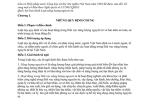 Luật năng lượng nguyên tử 2008 18/2008/QH12