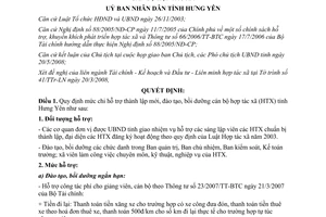Quyết định 1068/QĐ-UBND năm 2008 chi đào tạo bồi dưỡng cán bộ hợp tác xã Hưng Yên