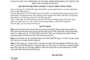 Quyết định 1674/QĐ-BNN-KH chương trình hành động thực hiện nghị quyết lần thứ 4 của Ban Chấp hành Trung ương Đảng khóa X và Nghị quyết 27/2007/NQ-CP