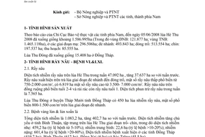 Thông báo 76/BNN-BVTV-BCĐ-TB tình hình dịch rầy nâu bệnh vàng lùn lùn xoắn lá tỉnh phía Nam