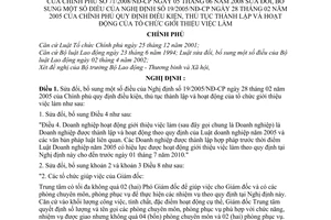 Nghị định 71/2008/NĐ-CP điều kiện, thủ tục thành lập hoạt động của tổ chức giới thiệu việc làm sửa đổi  Nghị định 19/2005/NĐ-CP