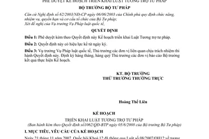 Quyết định 1062/QĐ-BTP phê duyệt Kế hoạch triển khai Luật Tương trợ tư pháp