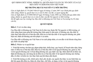 Quyết định 1177/QĐ-BTNMT quy định chức năng, nhiệm vụ, quyền hạn và cơ cấu tổ chức của Cục Địa chất và Khoáng sản Việt Nam