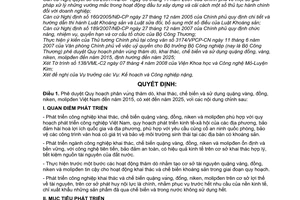 Quyết định 11/2008/QĐ-BCT phê duyệt quy hoạch phân vùng thăm dò, khai thác, chế biến và sử dụng quặng vàng, đồng, niken, molipđen Việt Nam